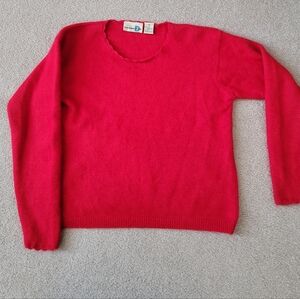 Vintage 90s Paul Harris Design Red Angora Blend Sweater Size M Cottagecore